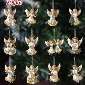 12Pcs Christmas Vintage Wooden White Angel Pendant Merry Christmas New Year Pendant Gift Christmas Tree Decor Supplies - Image 4