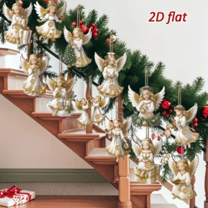 12Pcs Christmas Vintage Wooden White Angel Pendant Merry Christmas New Year Pendant Gift Christmas Tree Decor Supplies - Image 3