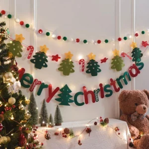 LED String Light DIY Handmade Decorated Merry Christmas Holiday Hanging Home Room Background Pull Flag Banner Christmas Pendant - Image 3