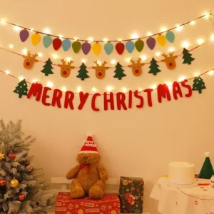 LED String Light DIY Handmade Decorated Merry Christmas Holiday Hanging Home Room Background Pull Flag Banner Christmas Pendant - Image 7