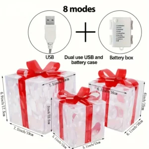 3pcs Lighted Gift Boxes Decorations, Decorative Boxes, Christmas Tree Skirt Ornament For Holiday, Party, Christmas - Image 4