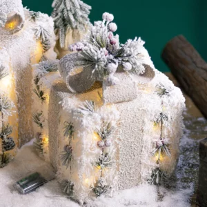 Three-Piece Gift Box Set, New Luminous Christmas Gift Box, Iron Art Gift Frame, Stackable Ornaments, Christmas Decorations - Image 3