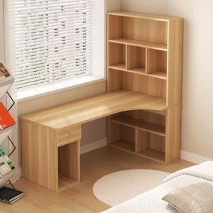Computer Desk Bookshelf Integrated Shelves Drawers Large Laptop Home Bedroom Student Study Writing Desk Storage Office Table - Image 3