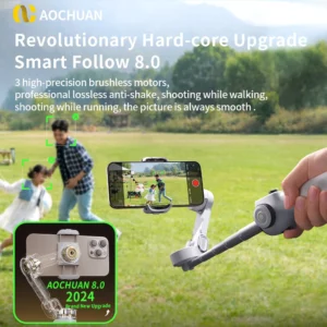 AOCHUAN 3-Axis Handheld Gimbal Phone Stabilizer with Extension Rod 8.0 Anti Shake Face Tracking for Phone Outdoor Shooting Vlog - Image 4