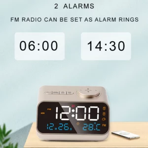Mordern FM Radio LED Alarm Clock for Bedside Wake Up. Digital Table Calendar with Temperature Thermometer Humidity Hygrometer. - Image 3