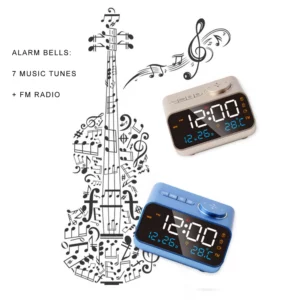 Mordern FM Radio LED Alarm Clock for Bedside Wake Up. Digital Table Calendar with Temperature Thermometer Humidity Hygrometer. - Image 5