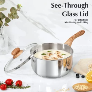 KOCH SYSTEME CS Stainless Steel Stew Pot Set 1QT2QT3QT Stew Pot Set with Heat-resistant Bakelite Handle Universal for All Stoves - Image 6