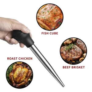 Stainless Steel Turkey Baster Syringe for Cooking Meat Injector Set with 2 Marinade Needles 1 Cleaning Brush Baking Kitchen Tool - Image 4
