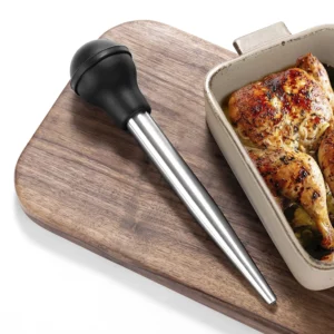 Stainless Steel Turkey Baster Syringe for Cooking Meat Injector Set with 2 Marinade Needles 1 Cleaning Brush Baking Kitchen Tool - Image 6