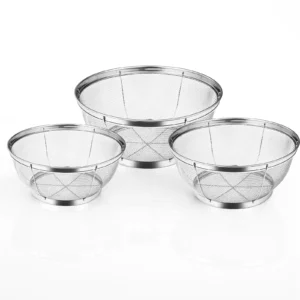 tastyWay Stainless Steel 3-Piece Drain Basket Set, Rice Bowl Drain Basket, Fruit and Vegetable Washing Drain Basket, Kitchen Sup - Image 6