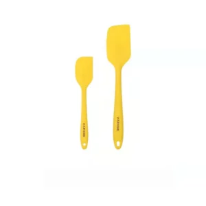 2 Pieces Yellow/Brown Scraper Silicone Spatula Set Gadget Tools Mixing Tool Utensils All for Kitchen and Home Baking Cake Cream - Image 6
