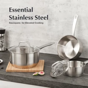 KOCH SYSTEME CS 1QT & 2QT & 3QT Stainless Steel Stew Pot Set Sauce Pot Uncoated Cooking Pot with Lid Handle Induction Compatible - Image 7