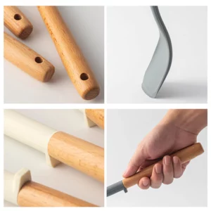 5Pcs Wooden Handle Non-stick Silicone Kitchen Utensils Kitchen Utensils Silicone Cooking Spatula Baking Storage Tool - Image 4