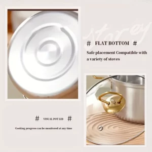 Stainless steel cookware set, including 5 cookware and 5 glass lids, suitable for stoves, soups, hotpot, noodles, seafood soup - Image 6