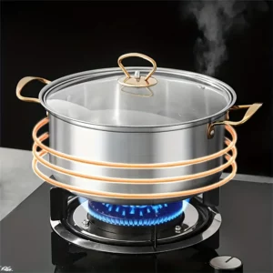 Stainless steel cookware set, including 5 cookware and 5 glass lids, suitable for stoves, soups, hotpot, noodles, seafood soup - Image 4