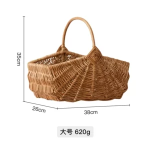 Japanese Simple Wicker Basket, Natural Woven Storage, Convenient HandleVersatile Scene Basket for Fruits and Bread, Home Organiz - Image 5