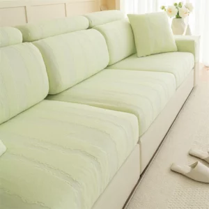 Stretch Polar Fleece Jacquard Sofa Cover Two-Color Geometric Lines Simple Style Sofa Cover Anti-Cat Scratch Skin-Friendly Soft Breathable Sofa Cover - Image 7