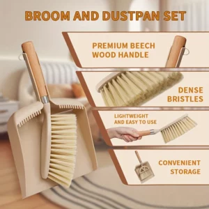 A set of small dustpan and wooden handle broom combination - suitable for cleaning sofas, tables, and small spaces - Image 5
