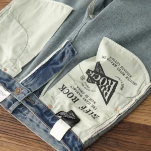 Spring New American Retro Heavyweight Twill Denim Jeans Men's Fashion 95% Cotton Washed Old Loose Straight Youth Casual Pants - Image 4