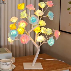 LED Rose Leaf Table Lamp USB Christmas Tree Fairy Light Night Lights Home DIY Party Wedding Bedroom Decoration Mother's Day Gift - Image 7