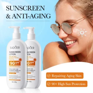 Super 220ml Aloe+Vitamin E Body And Face Sunscreen Lotion SPF 90 PA++++Whole Body Use Protect + Hydrate Moisturizing - Image 2