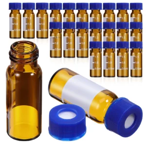 100Pcs Tiny Glass Bottles Amber Vials with Caps Clear Graduations Light Protection Suitable for Various Needs Amber Bottles - Image 5