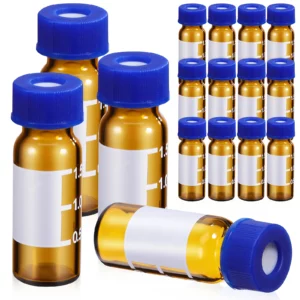 100Pcs Tiny Glass Bottles Amber Vials with Caps Clear Graduations Light Protection Suitable for Various Needs Amber Bottles - Image 4