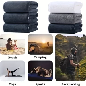 Super Soft Absorbent Bath Towel Set , Solid Coral Fleece Quick-Drying, Versatile for Beach, Travel, Swimming & Daily Shower - Image 4