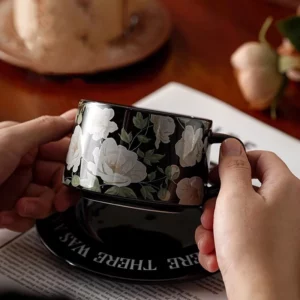 Ceramic Coffee Cup and Dish Set Couple Pair Cup Gift Box High-end Exquisite Gift Set - Image 4