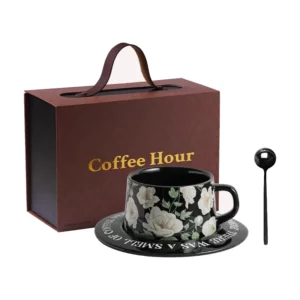 Ceramic Coffee Cup and Dish Set Couple Pair Cup Gift Box High-end Exquisite Gift Set - Image 5