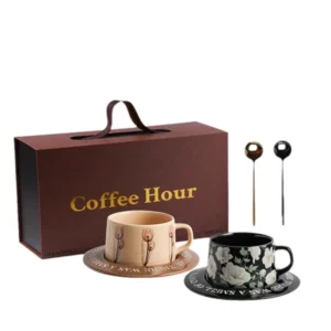 Ceramic Coffee Cup and Dish Set Couple Pair Cup Gift Box High-end Exquisite Gift Set - Image 6