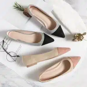 Women Flats Mixed Color Flock Leather Pointed Toe Lady Flat Heel Shoes Slip on Loafers Summer Spring All Match Elegant Style 44 - Image 2