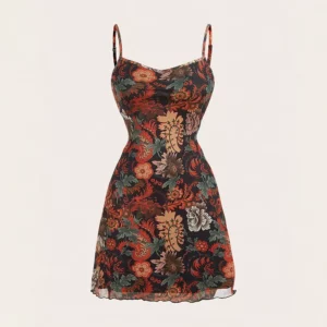 Women's Vacation Dresses 2025 Vibrant Graphic Print Sleeveless Square Neck Mini Dress for Tropical Getaway Style - Image 6