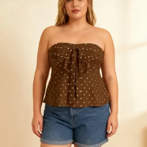 NewElegant Print Dot Elasticity Plus Size Vest Top Fashion Y2K Off-Shoulder Bow Tie Sexy Large Top All-Match Party Woman Clothes - Image 5