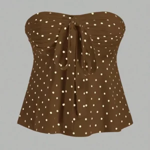 NewElegant Print Dot Elasticity Plus Size Vest Top Fashion Y2K Off-Shoulder Bow Tie Sexy Large Top All-Match Party Woman Clothes - Image 6