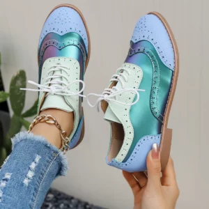 Plus Size Women Sneakers Casual Laser Fashionable Comfortable Shoes Women Autumn New Round Head Lace Up Color Sneakers Women - Image 4