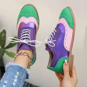Plus Size Women Sneakers Casual Laser Fashionable Comfortable Shoes Women Autumn New Round Head Lace Up Color Sneakers Women - Image 6