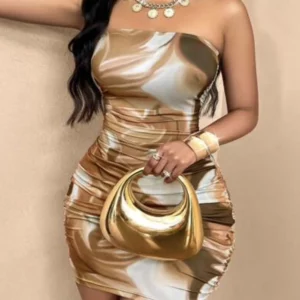 European and American spring and summer new sexy halter neck digital print full-length dress fashion slim dress women's dress - Image 2