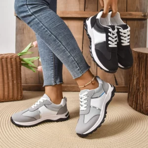 Mix Color Lace Up Sport Sneaker Women 2025 Plus Size 36-43 Thick Bottom Vulcanized Shoes Woman Non Slip Casual Running Shoes - Image 2