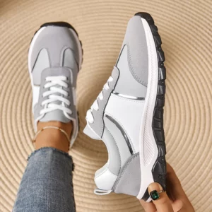 Mix Color Lace Up Sport Sneaker Women 2025 Plus Size 36-43 Thick Bottom Vulcanized Shoes Woman Non Slip Casual Running Shoes - Image 3