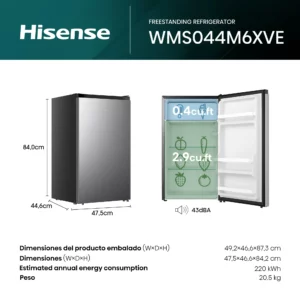 Hisense 4.4 Cu ft Single Door Mini Refrigerator, 1 Year Warranty, Energy Star, WMS044M6XVE New - Image 5