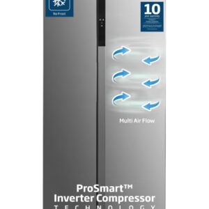 Refrigerator 564 Liters Gross(521 Net) Capacity, Side by Side, No Frost, Low Noise, 10 Years Warranty on ProSmart Inverter Compressor - GN156320XP Silver - Image 2