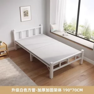 AOLIVIYA Folding Bed Sheet Home Nap Bed Office Bedroom Sleeping Iron Frame Portable Rental House Simple Double Bed - Image 6
