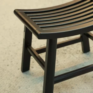 Portable Bamboo Shower Bench Stool Foldable Lightweight Bathroom Seat with Drainage Holes Anti-Slip Feet for Elderly - Image 3