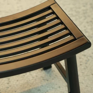 Portable Bamboo Shower Bench Stool Foldable Lightweight Bathroom Seat with Drainage Holes Anti-Slip Feet for Elderly - Image 4