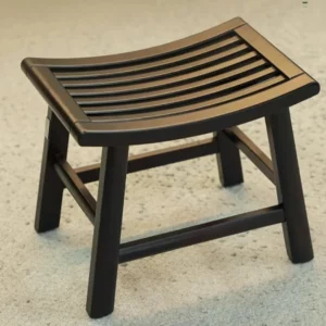 Portable Bamboo Shower Bench Stool Foldable Lightweight Bathroom Seat with Drainage Holes Anti-Slip Feet for Elderly - Image 5