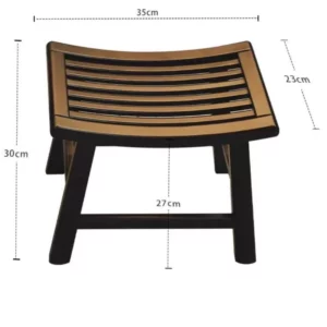 Portable Bamboo Shower Bench Stool Foldable Lightweight Bathroom Seat with Drainage Holes Anti-Slip Feet for Elderly - Image 6