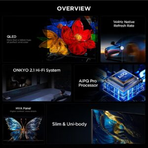 Television 65 Inch Smart TV 4K QLED Colorful Quantum Crystal HDR 10+ Gaming Google TV, 144Hz Native Refresh Rate, ONKYO 2.1 Hi-Fi, Dolby Atmos, MEMC, Game Master, (2025 Model) 65T8C Brushed Titanium - Image 6