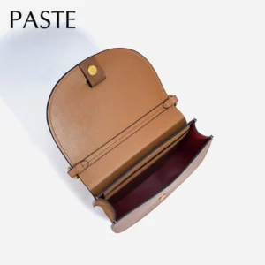 Vintage Half Moon Round Shape Saddle Bag Small Hard Cow Leather Women Messenger Bag Handmade Weave Handle Handbag - Image 2