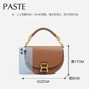 Vintage Half Moon Round Shape Saddle Bag Small Hard Cow Leather Women Messenger Bag Handmade Weave Handle Handbag - Image 3